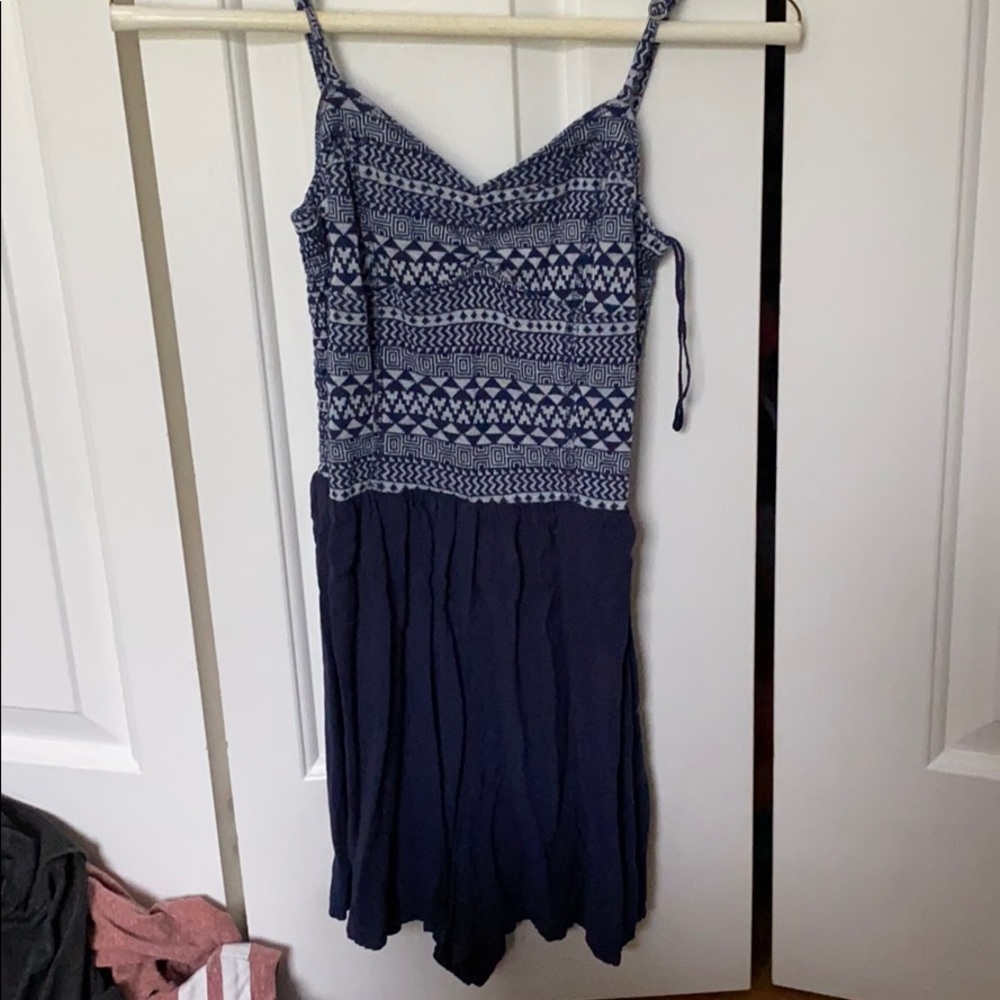 Navy Blue and white romper